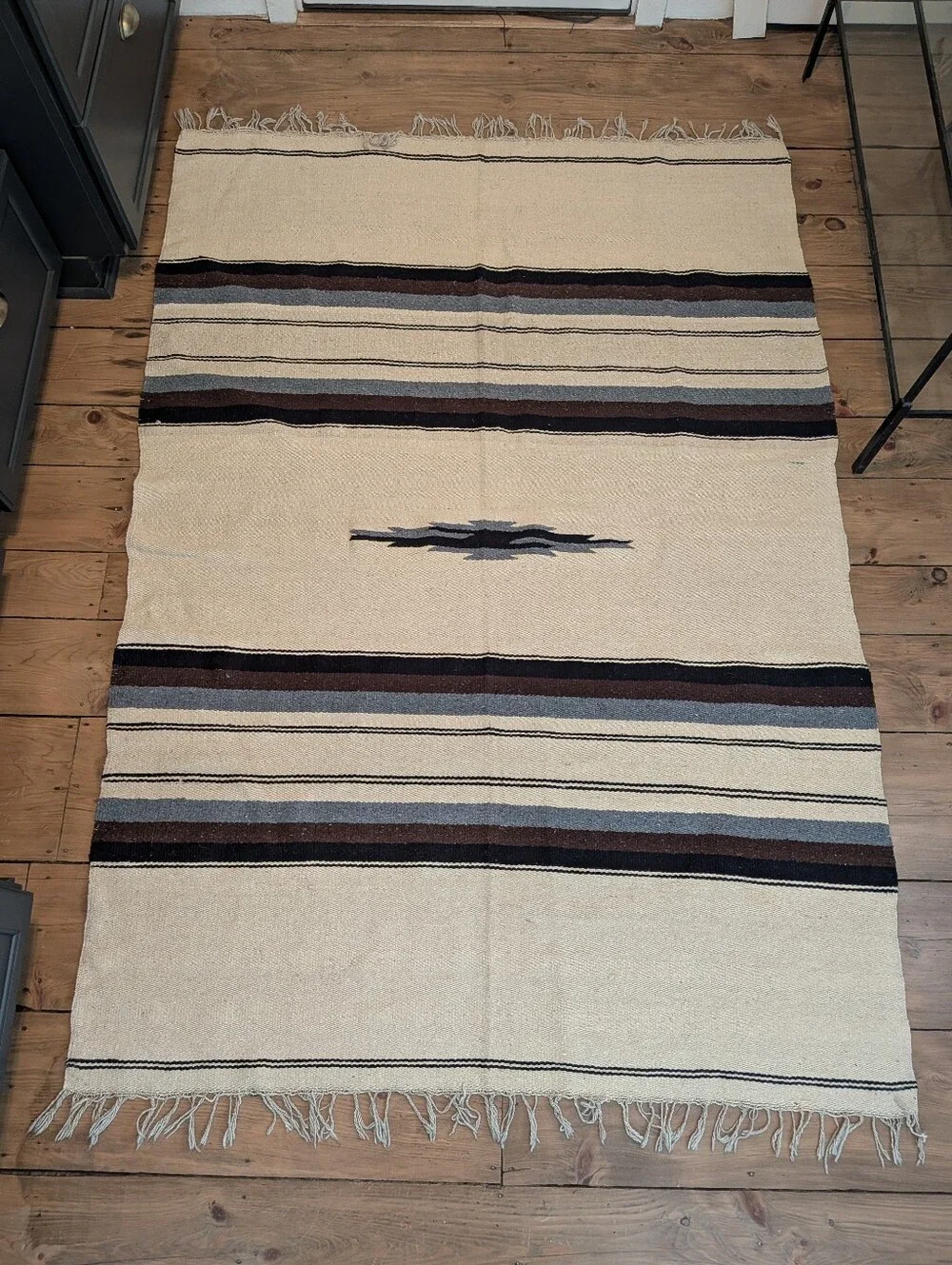 Vtg. Handmade Native American SOUTHWEST WOVEN WOOL BLANKET Throw 81